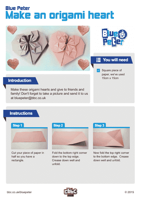 Origami Paper Heart - Blue Peter