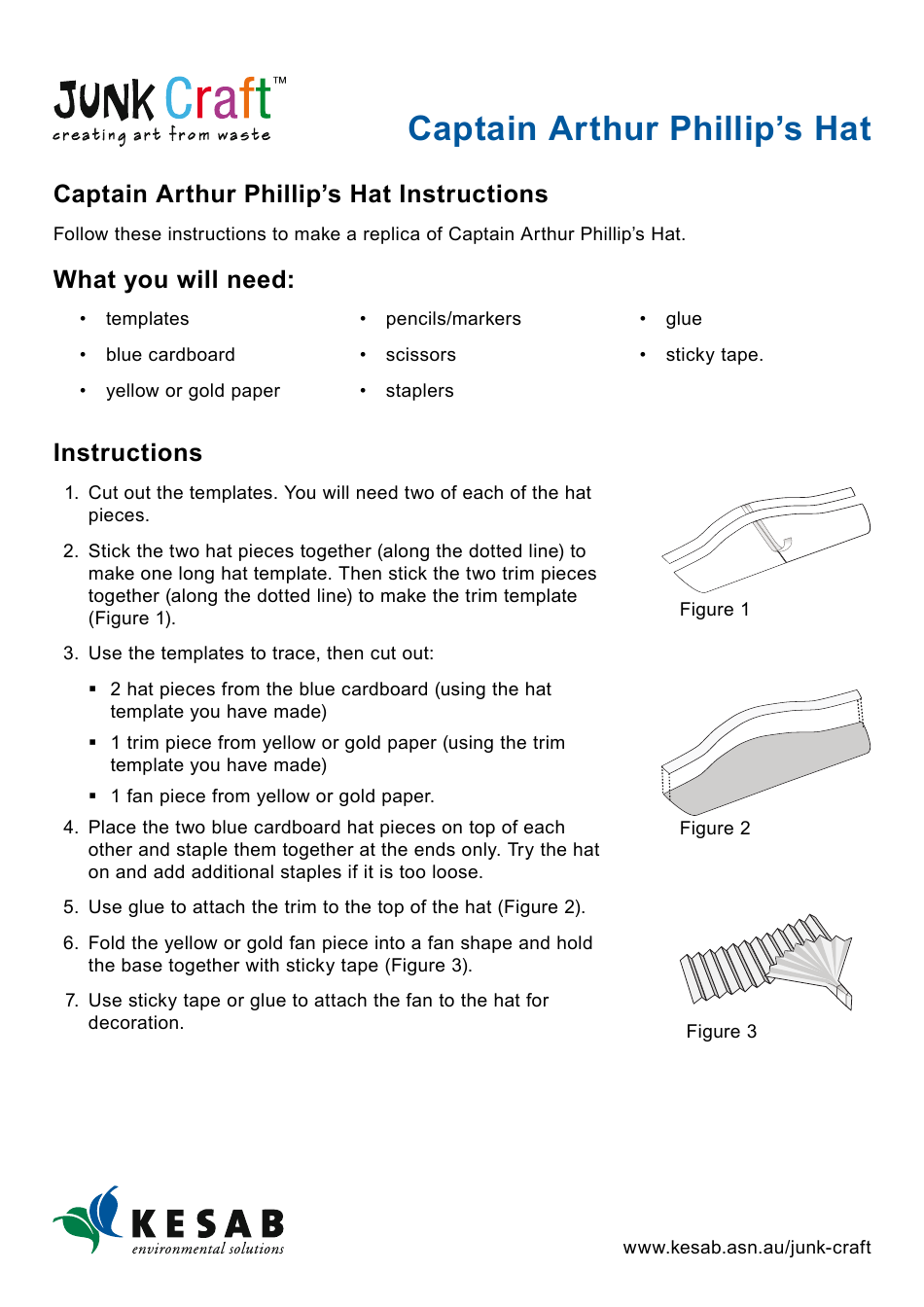 Captain Arthur Phillip's Hat Paper Craft Instructions