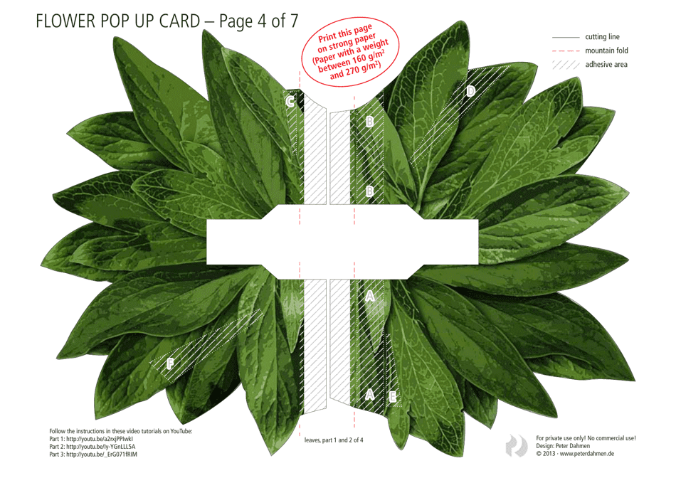 Flower Pop up Card Template - Peter Dahmen, Page 4