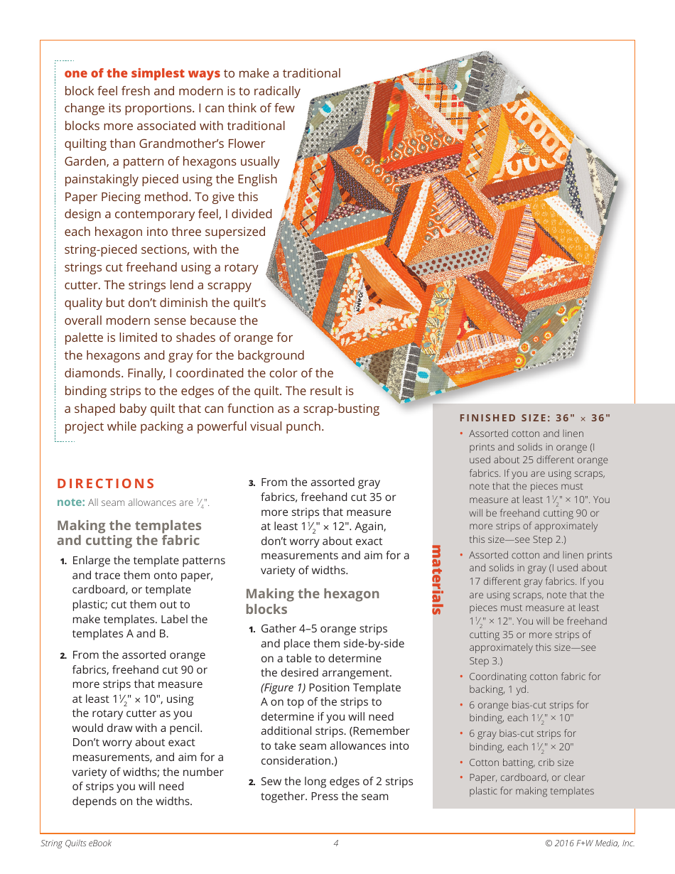 Hexagon Baby Quilt Template - F+w Media, Page 4
