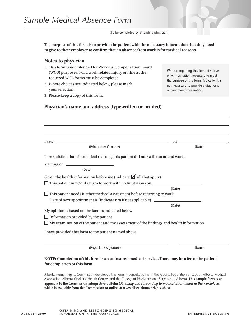 Medical Absence Form, Page 1