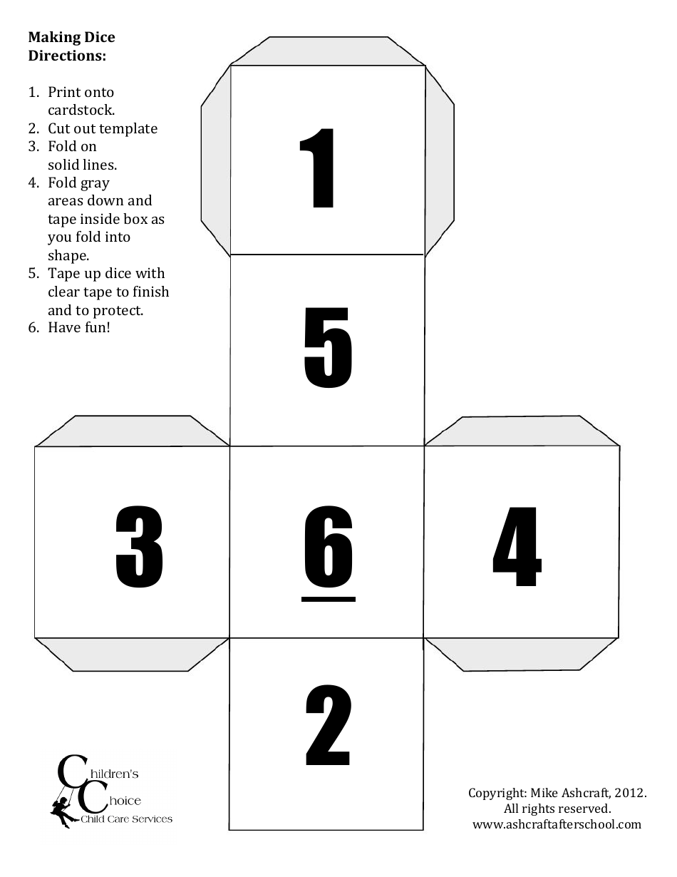 Paper Dice Template - Mike Ashcraft