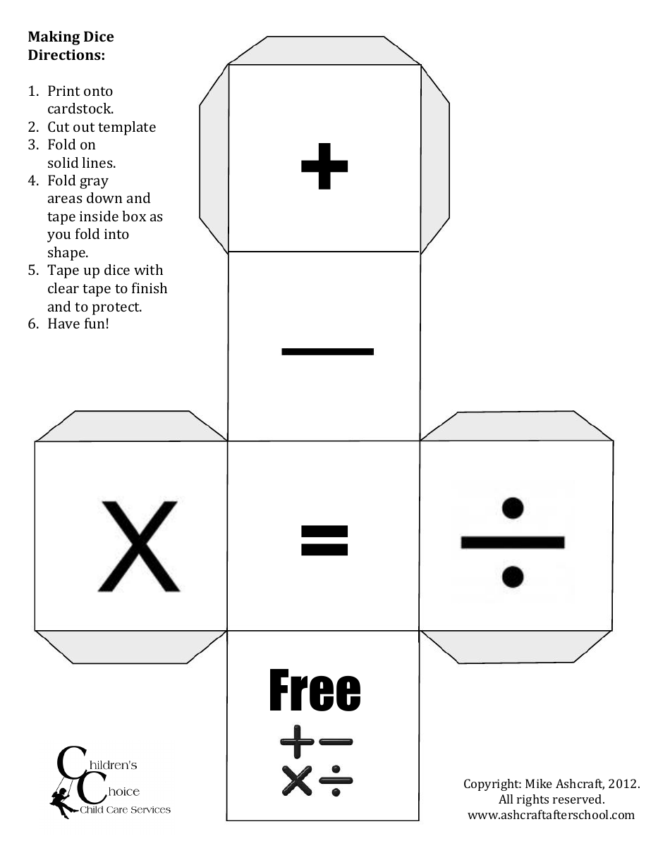 Paper Dice Template - Mike Ashcraft, Page 3