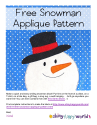 Document preview: Snowman Applique Pattern Template - Wendi Gratz