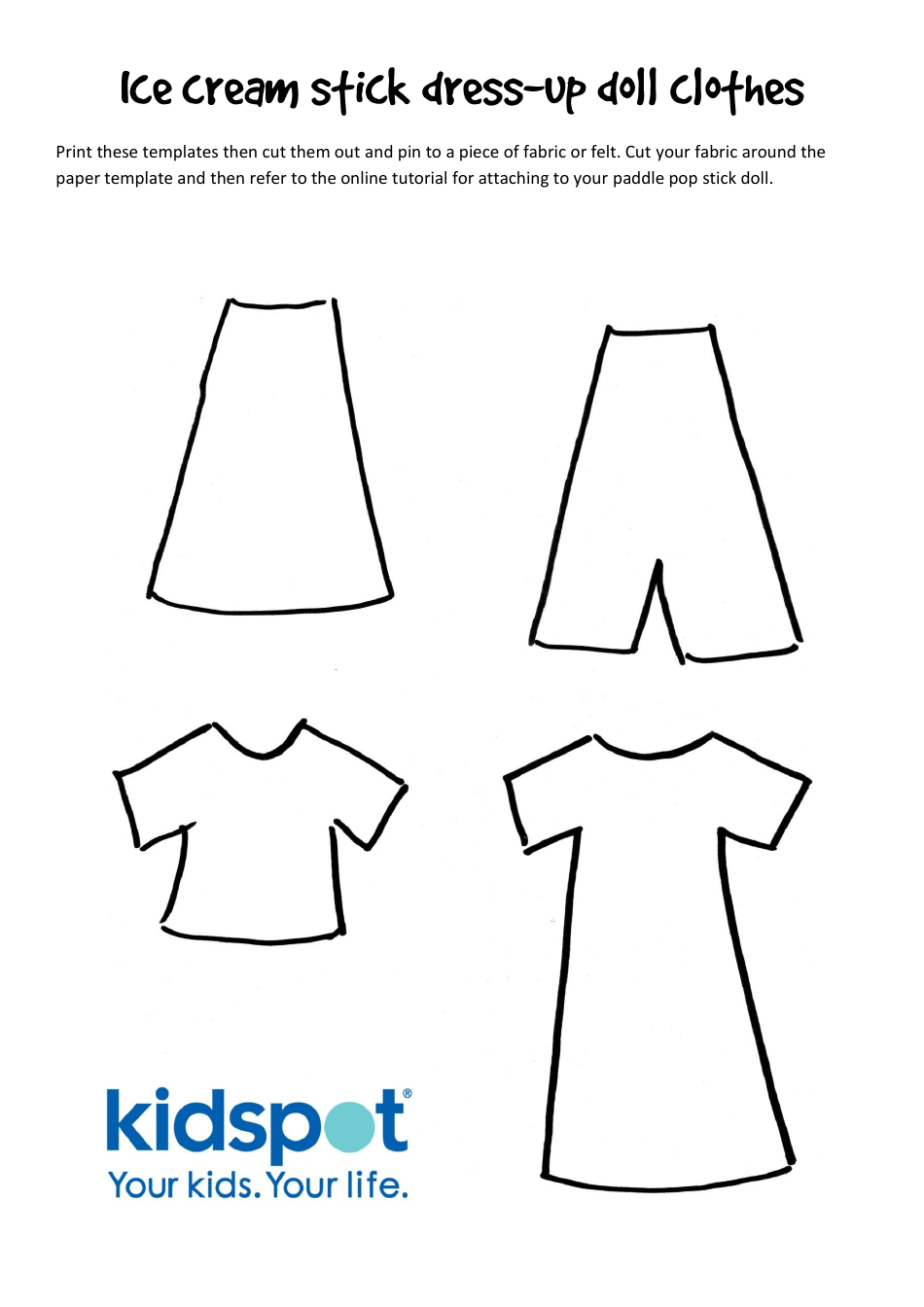 ICE Cream Stick Dress-Up Doll Clothing Templates Download Printable PDF ...