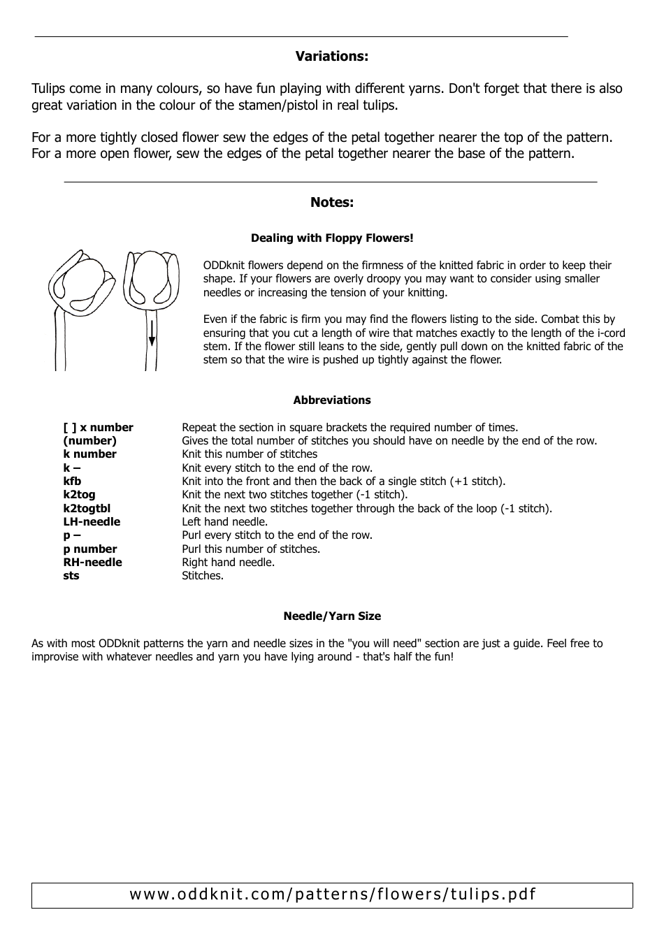Tulip Knitting Pattern Templates, Page 3