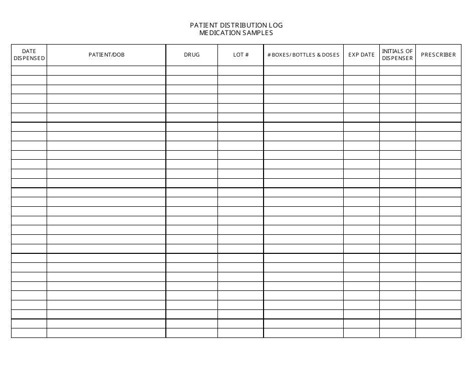 Patient Distribution Log Download Printable PDF | Templateroller