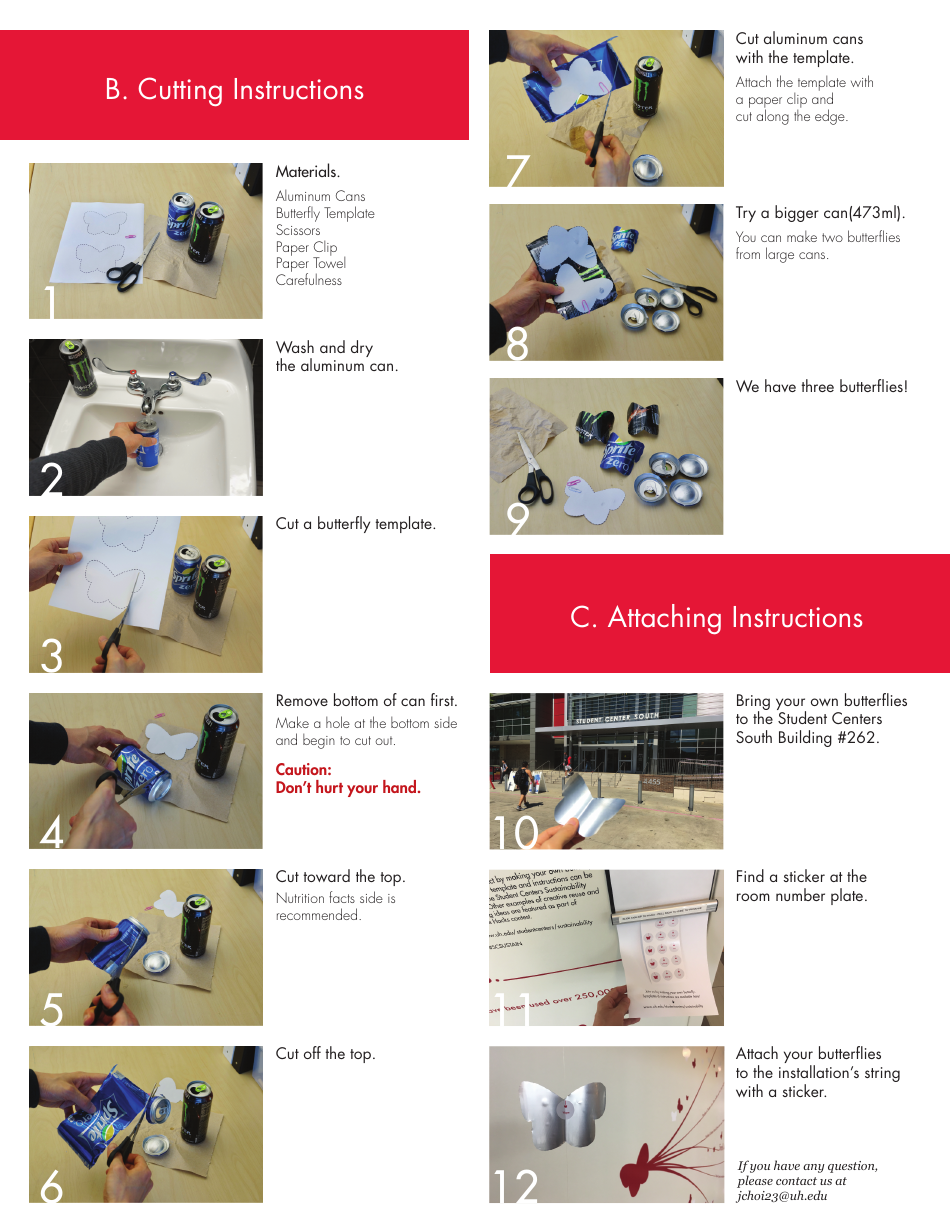 Red Paper Butterfly Template, Page 3