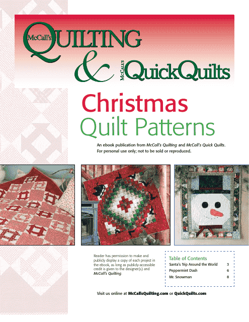 Christmas Quilt Pattern Templates - Mccall's Quilting
