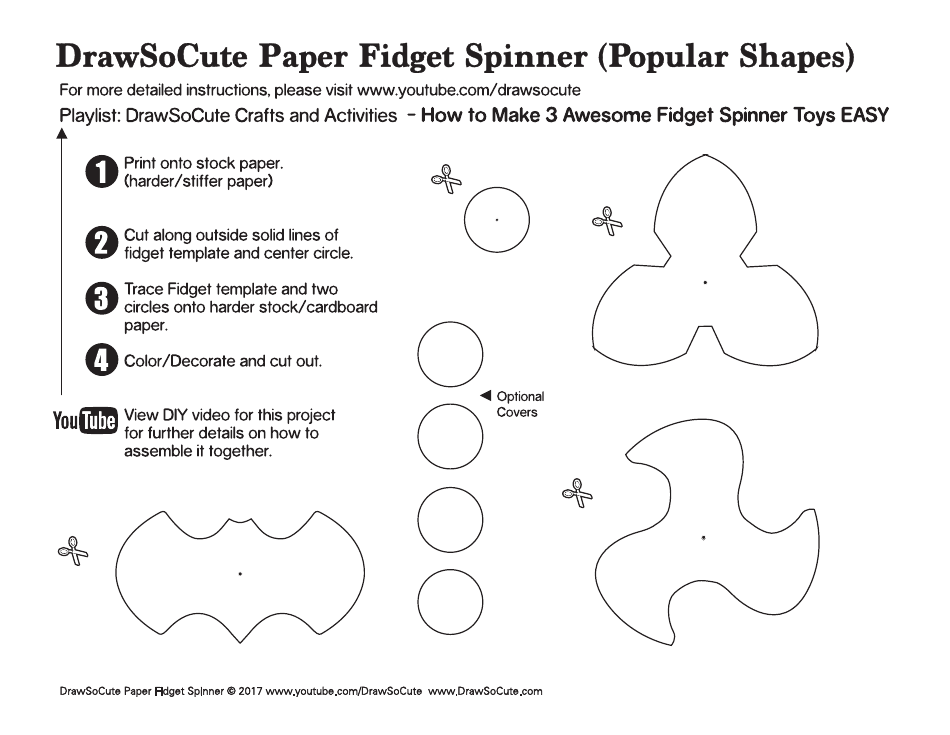 Cute Paper Fidget Spinner Template Download Printable PDF Templateroller