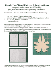 Document preview: Fabric Leaf Bowl Pattern Template