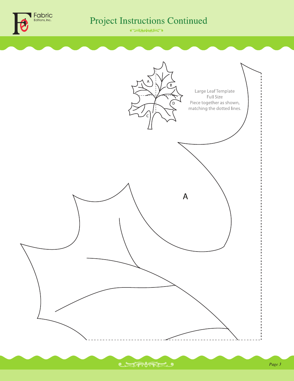 Autumn Leaf Table Trio Sewing Pattern Template, Page 3
