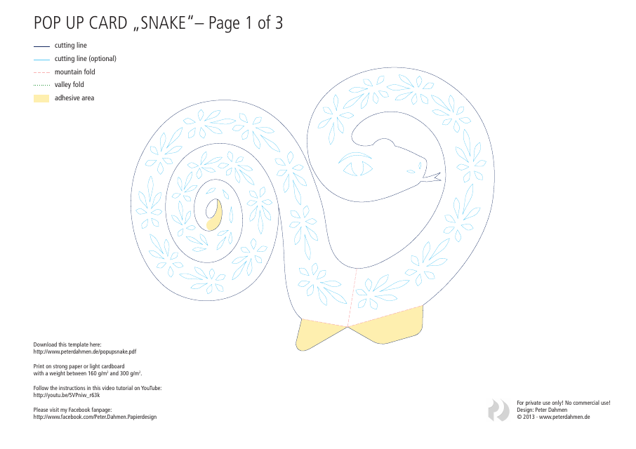 Snake Pop up Card Template - Peter Dahmen