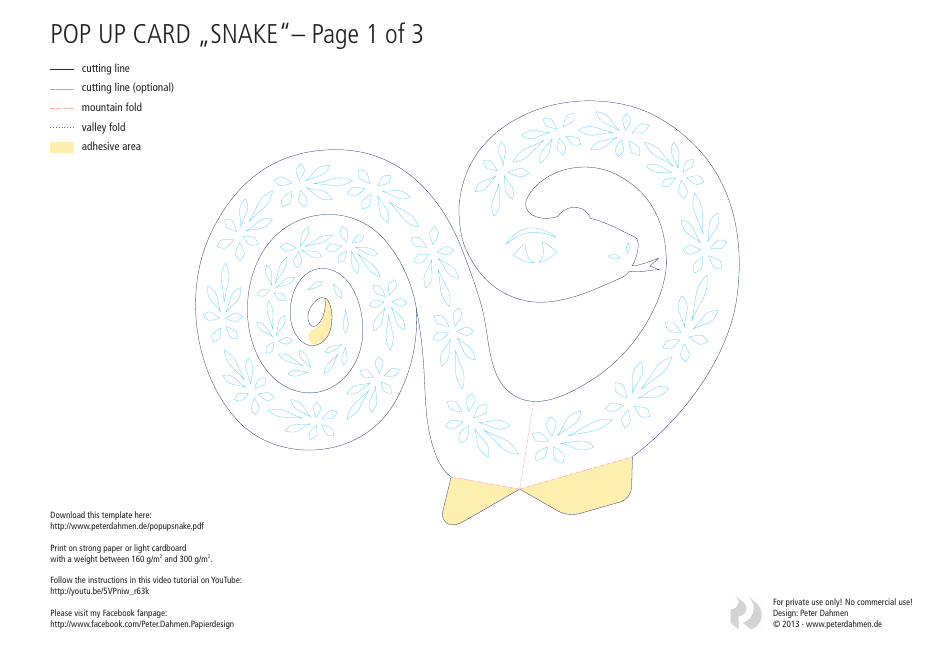 Snake Pop up Card Template - Peter Dahmen Download Printable PDF ...
