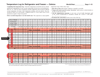 Document preview: Temperature Log for Refrigerator and Freezer - Celsius