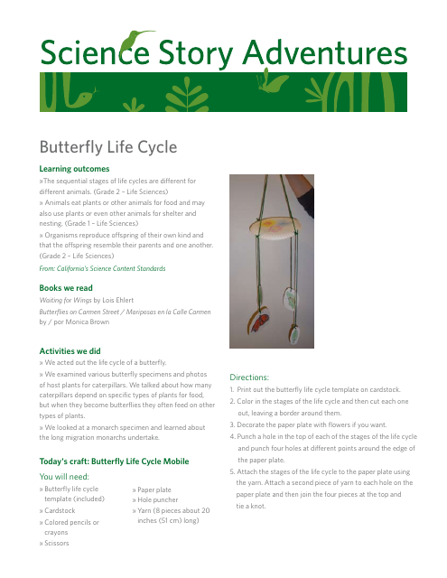 Butterfly Life Cycle Mobile Craft Template Preview