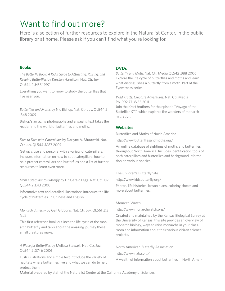 Butterfly Life Cycle Mobile Craft Template - California Academy of Sciences, Page 2