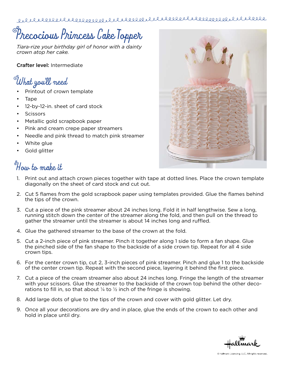 Girl Cake Topper Craft Template – Hallmark