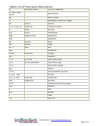 Master List of Prescription Abbreviations, Page 4