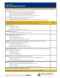 Document preview: Fall Risk Assessment Tool - the Johns Hopkins Health System Corporation