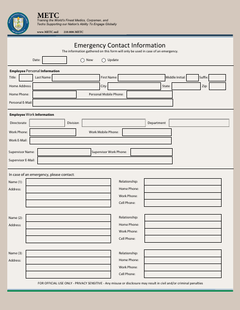 Template for Emergency Contact Information