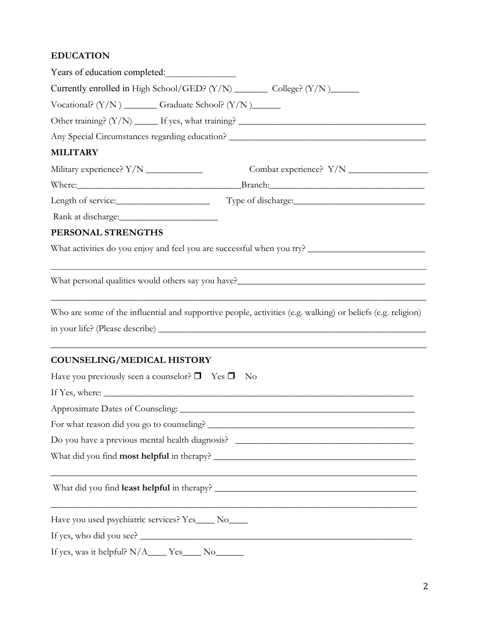 Adult Intake Form Patient Fill Out Sign Online And Download Pdf Templateroller 1898