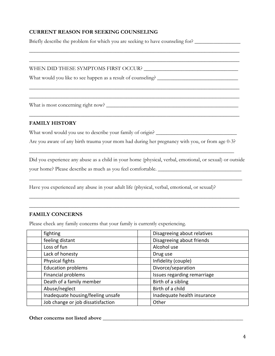 Adult Intake Form - Patient, Page 4