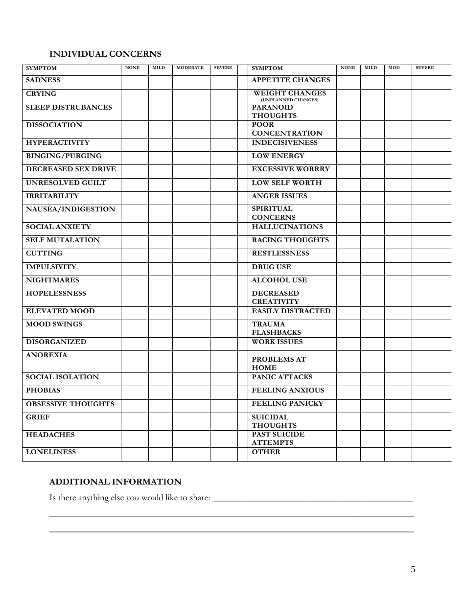 Adult Intake Form - Patient, Page 5