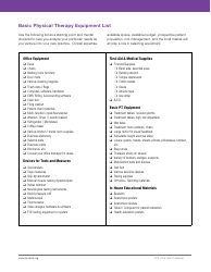 Document preview: Basic Physical Therapy Equipment List