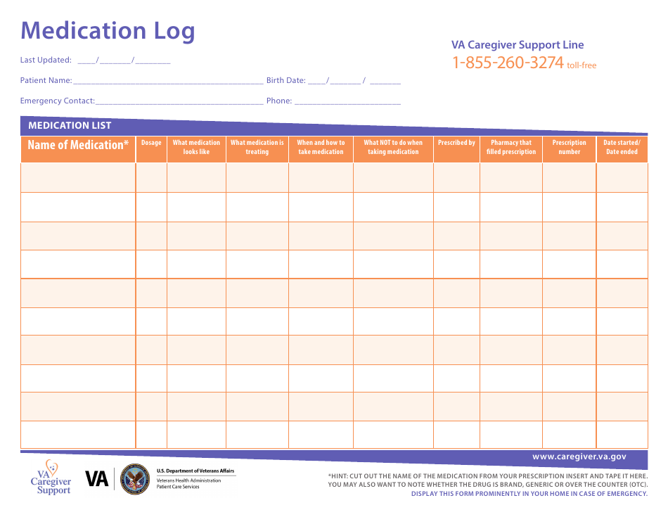 Medication Log - Fill Out, Sign Online and Download PDF | Templateroller