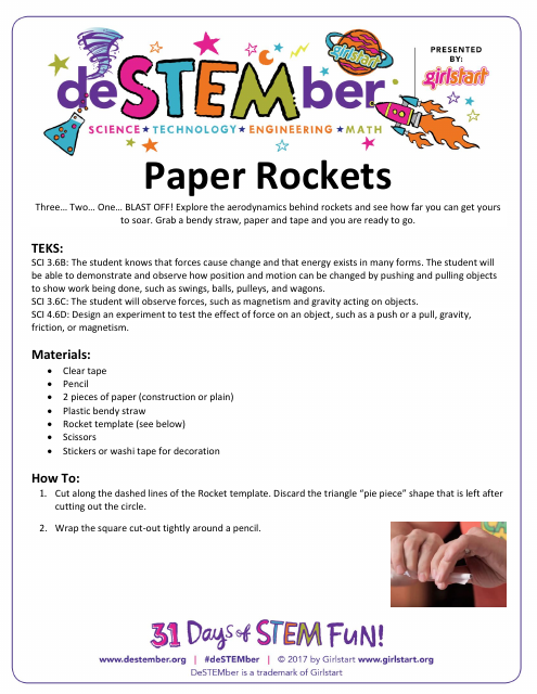 Paper Rocket Template - Girlstart