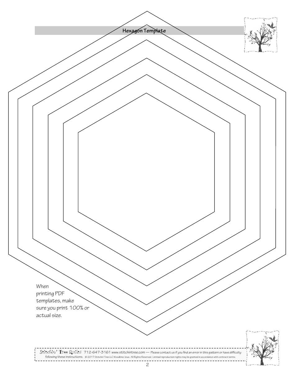 Hexagon Pattern Template - Tree Quilts
