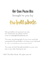 Document preview: Gift Card Pillow Box Template - This Bold Abode