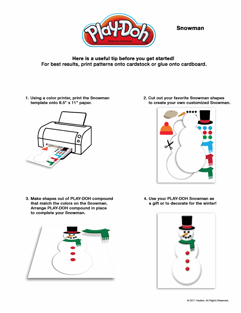 Play-Doh Snowman Template, Page 1