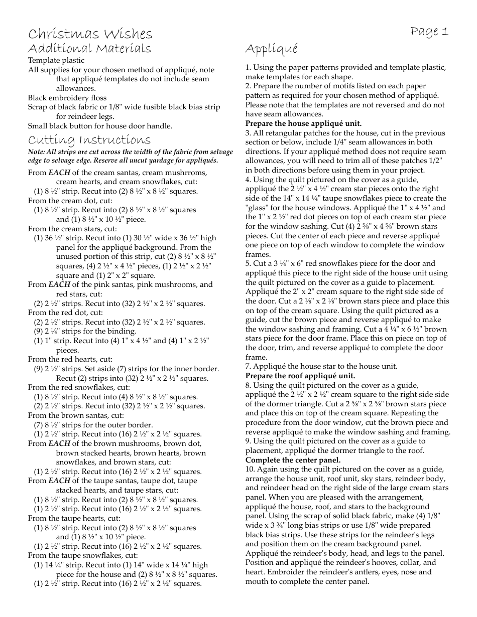 Christmas Wishes Quilt Pattern Templates - Lynette Anderson Designs, Page 3