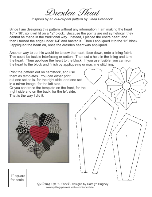 Beautiful Dresden Heart Quilt Pattern Templates