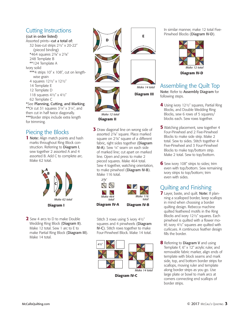 Double Wedding Ring Quilt Pattern Templates - Mccalls Quilting, Page 3
