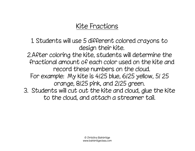 Fractions Kite Template - template document for fraction activities