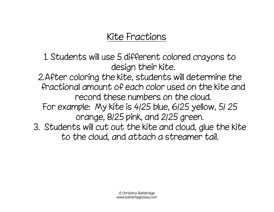 Fractions Kite Template - template document for fraction activities