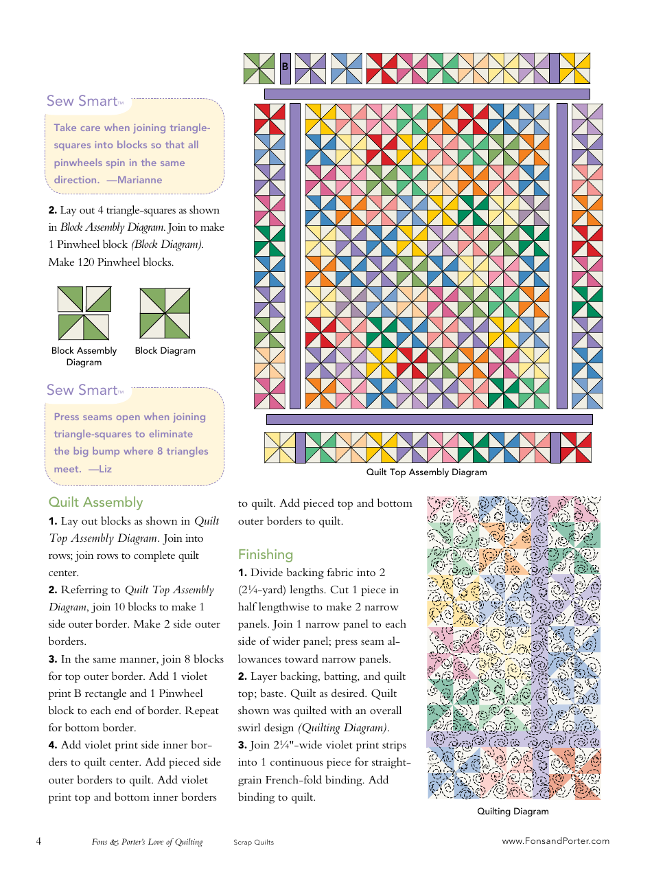 Pinwheel Scrap Quilt Pattern Template, Page 4