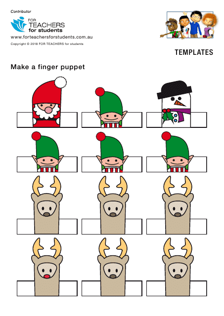 Cute collection of Christmas finger puppet templates for teachers and students.