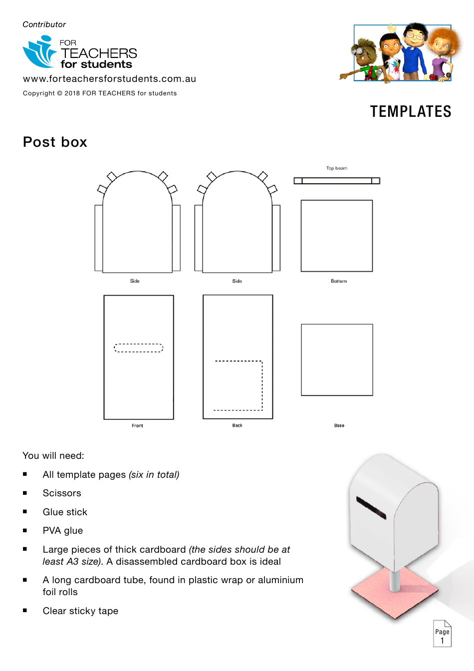 Post Box Template for Teachers and Students
