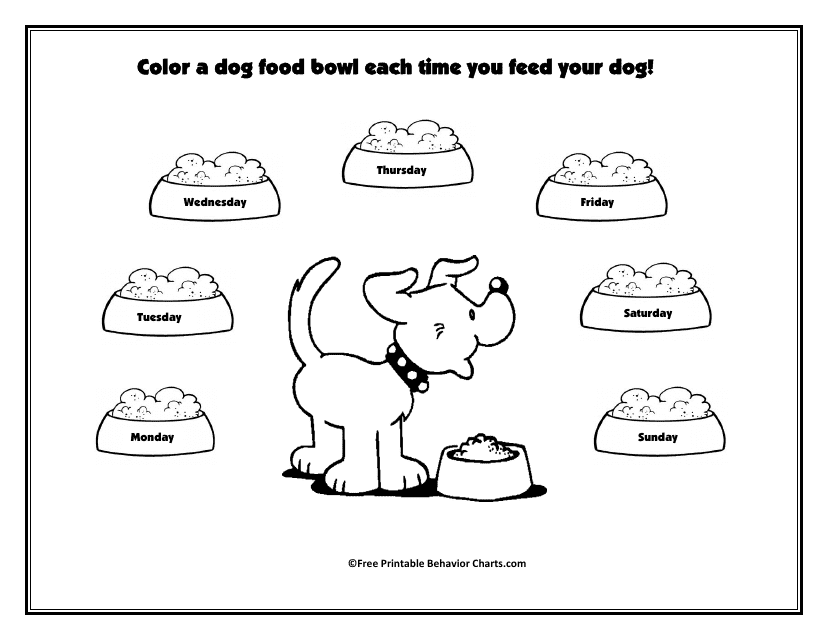 Dog Feeding Coloring Reminder Chart