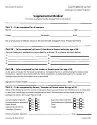 Document preview: Supplemental Medical Form - Boy Scouts of America