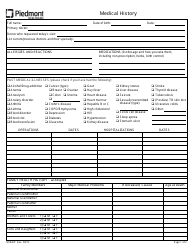 Document preview: Medical History Form - Piedmont Healthcare