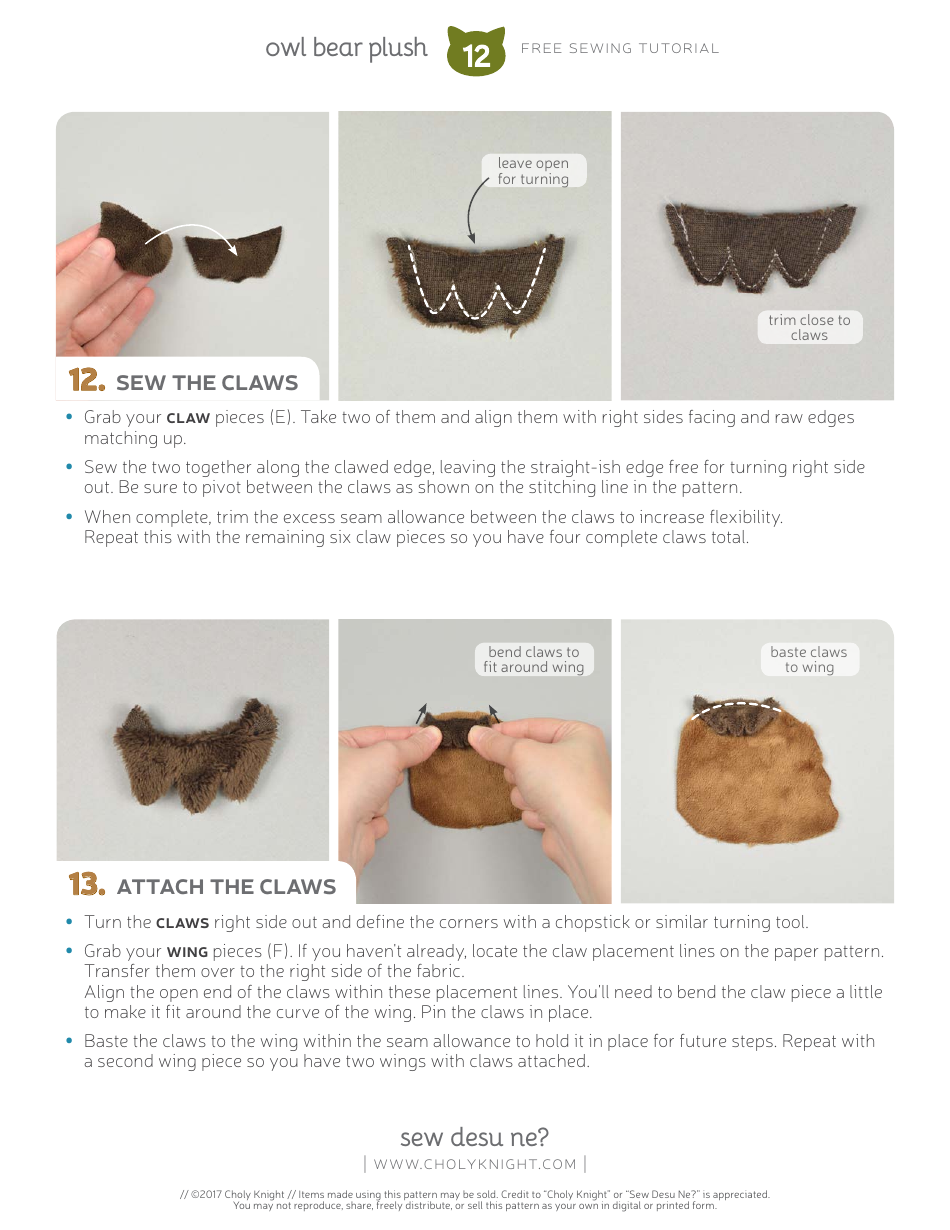 Owl Bear Plush Template - Choly Knight, Page 12