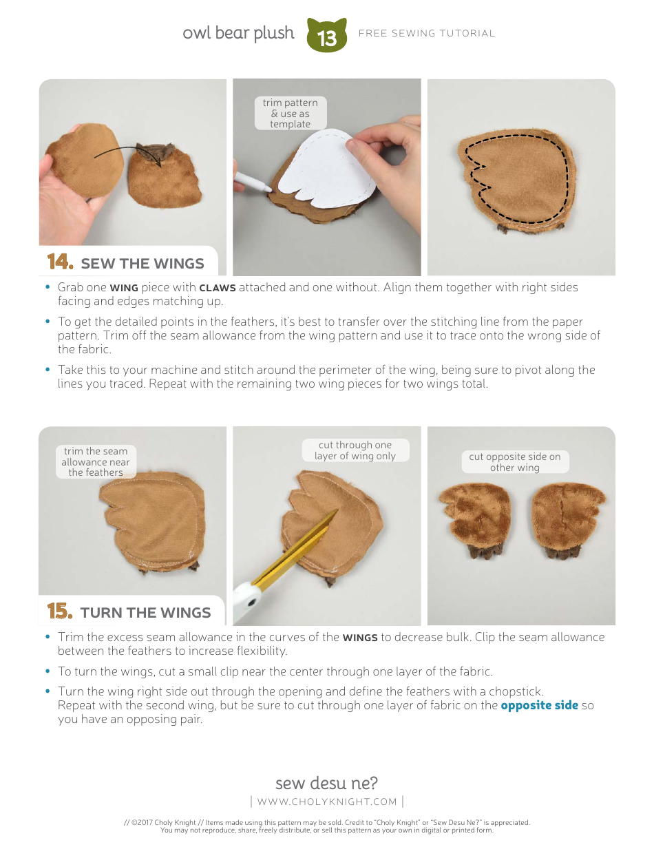 Owl Bear Plush Template - Choly Knight, Page 13