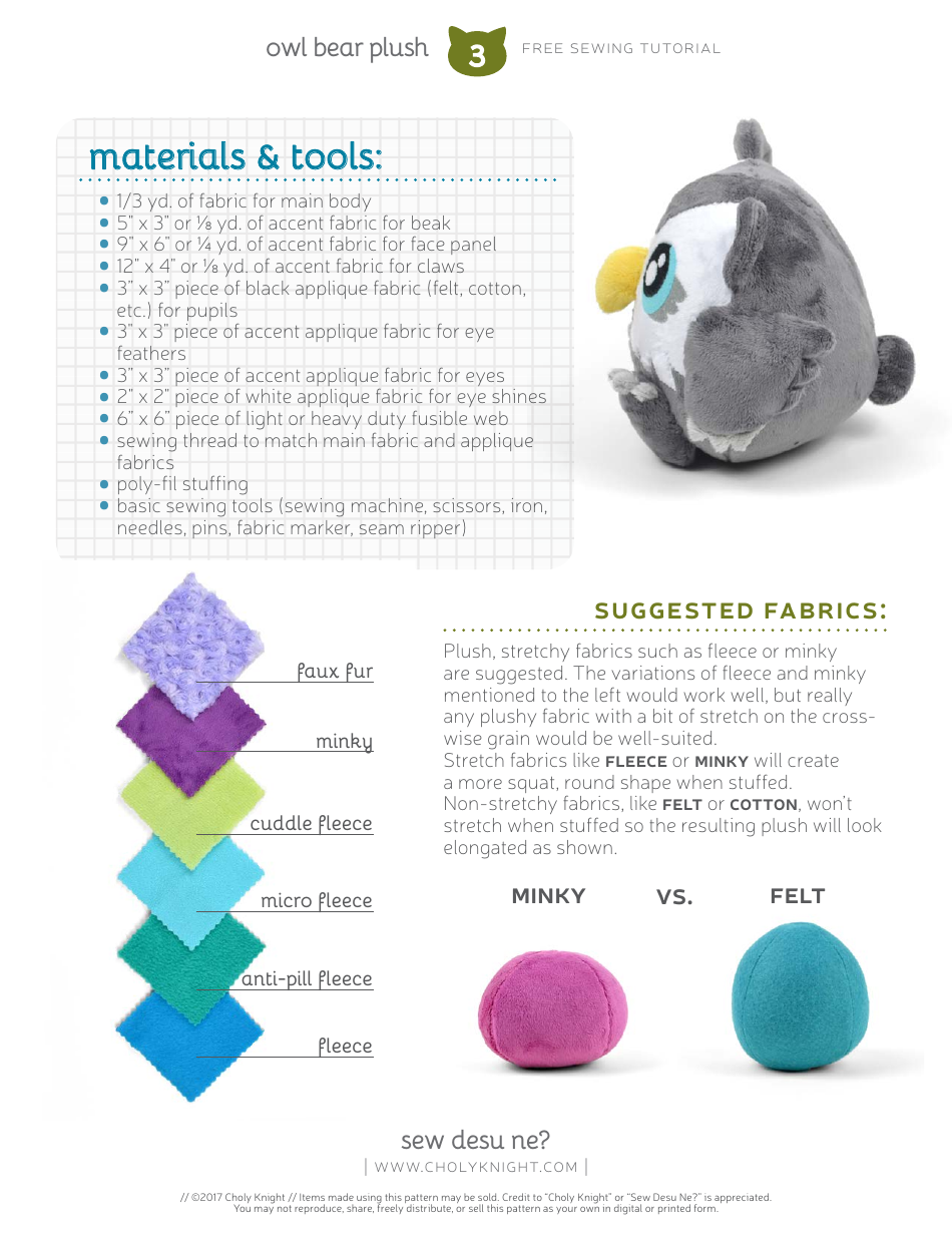 Owl Bear Plush Template - Choly Knight, Page 3