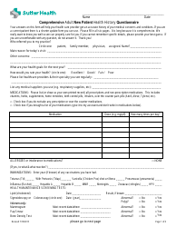 Comprehensive Adult New Patient Health History Questionnaire