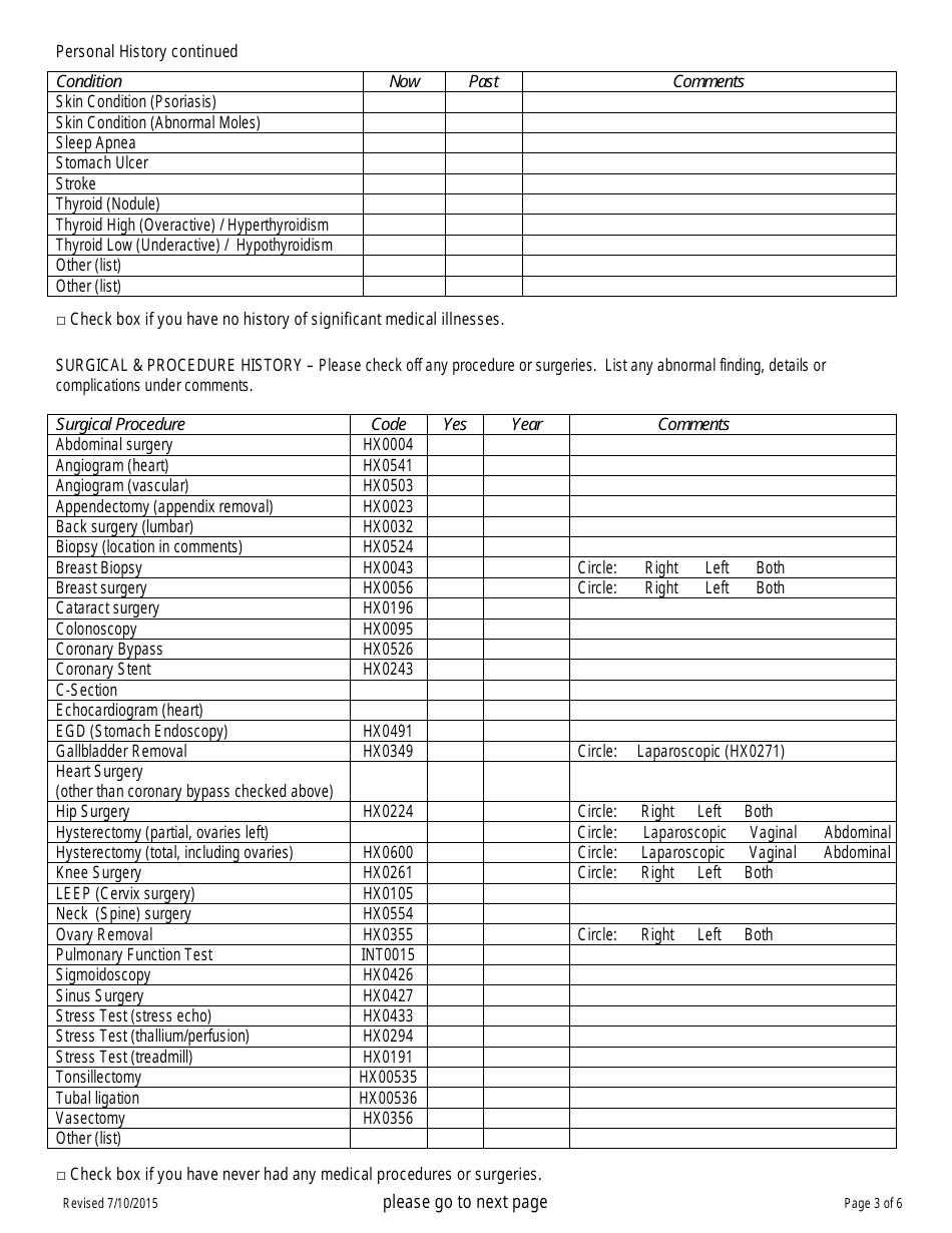 Comprehensive Adult New Patient Health History Questionnaire - Fill Out ...